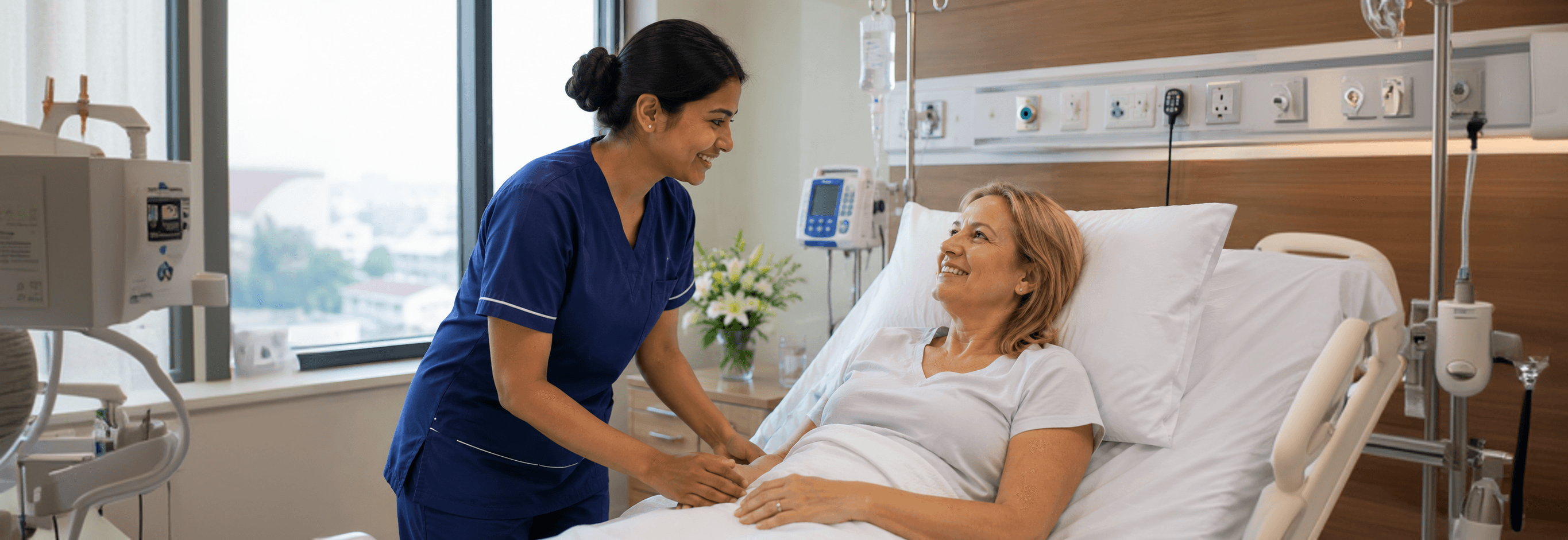 Nurse caring for a patient at Meditrina Hospitals